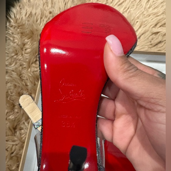 Christian Louboutin Sparkling Silver Heels - Picture 4 of 7